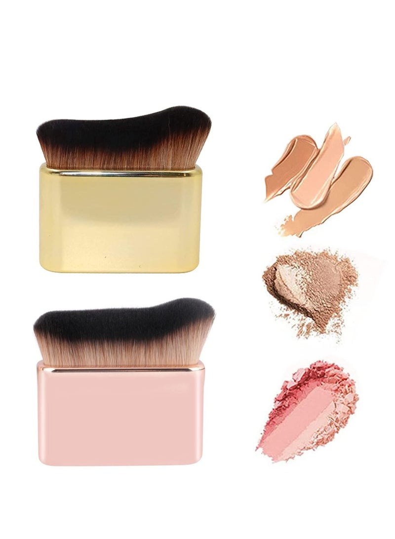 Foundation Makeup Brush,  Face Blush Brush, Handless Makeup Blender, Liquid Powder Foundation Brush, for Blending Liquid, Cream or Flawless Powder Cosmetics 2pcs