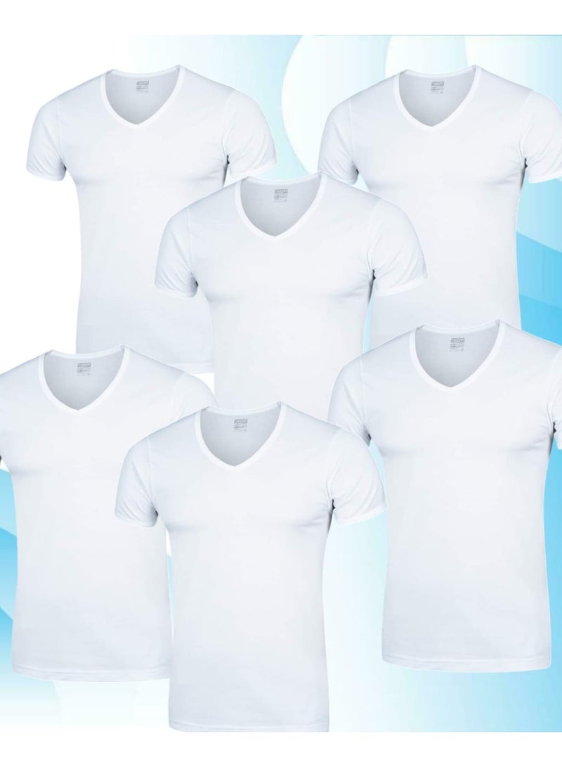 Set of 6 pieces Men's V-neck half sleeve cotton undershirt