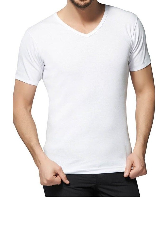 Set of 6 pieces Men's V-neck half sleeve cotton undershirt