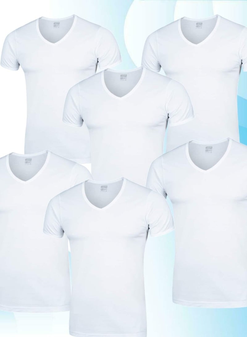 Set of 6 pieces Men's V-neck half sleeve cotton undershirt