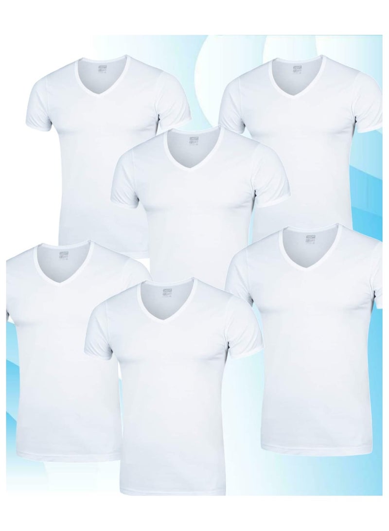 Set of 6 pieces Men's V-neck half sleeve cotton undershirt