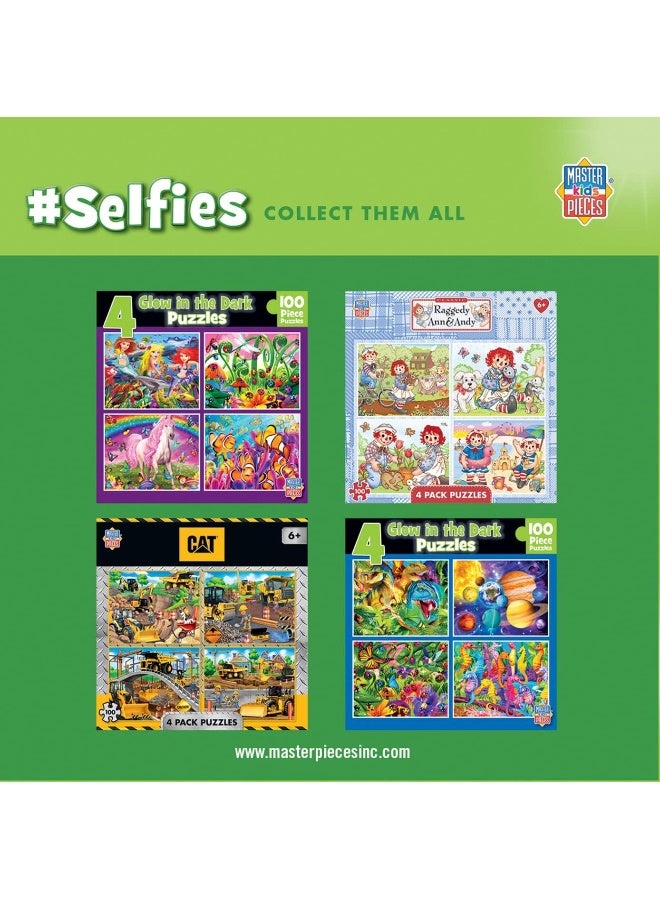 MasterPieces Puzzle Set - 4-Pack 100 Piece Jigsaw Puzzle for Kids - Selfies 4-Pack - 8