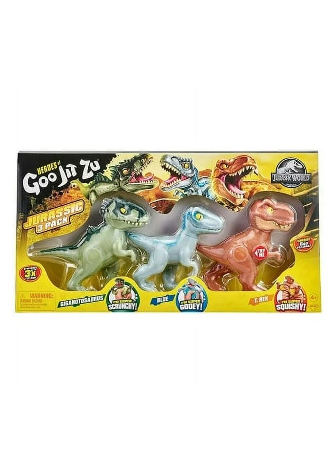 Jurassic World Dinosaur Figures  scrunchy, gooey, squishy | Chomp Attack Jaws, Stretchable, Unique Fillings | Gel-filled | 5 inches | Ages 4Years+
