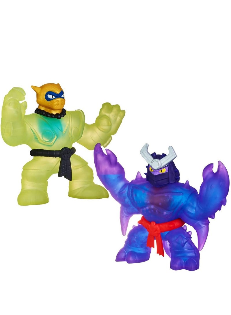 Heroes of Goo Jit Zu -Shifters Versus Pack: Liquid Gold Pantaro VS Shadow Orb Scorpius: Two Super Stretchy, Stretchy Action Figures with Unique Slime Filling and Slime, 41407