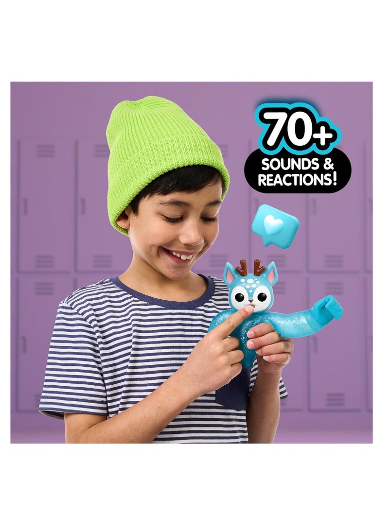 Hug n' Hang Zoogooz - Duroo Deer. an Interactive Electronic Squishy Stretchy Toy Pet with 70+ Sounds & Reactions. Stretch, Squish & Link Their Hands. Display Them & Hang Them Around