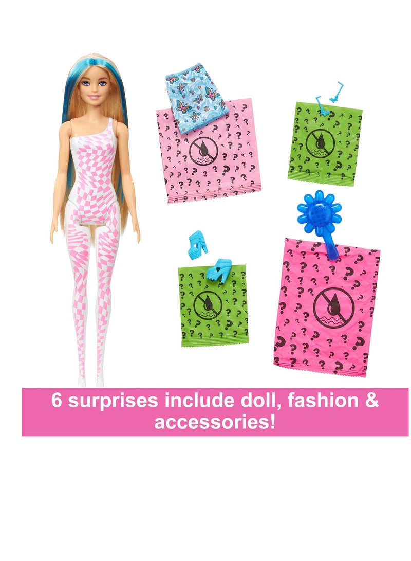 Color Reveal Rainbow-Inspired Series Doll & Accessories with 6 Surprises, Color-Change Bodice 1Piece Assorted Color