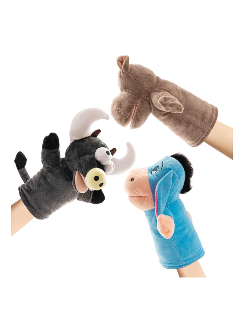 3-Pack 9.5-Inch Soft Plush Animal Hand Puppets for Kids - Ideal for Storytelling, Teaching, Role-Play, and Educational Fun for Toddlers, Boys, and Girls. Perfect Preschool Toy!