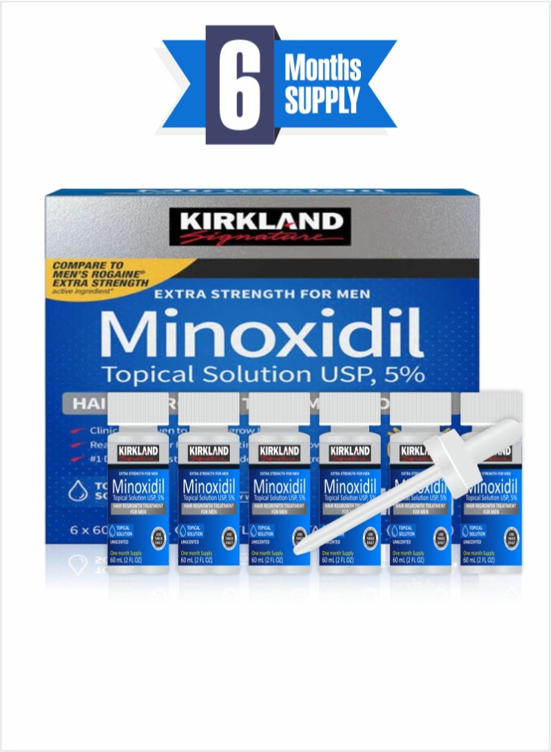 Minoxidil USP 5% – Effective Scalp Treatment for Men, 6-Month Pack (6pcs)