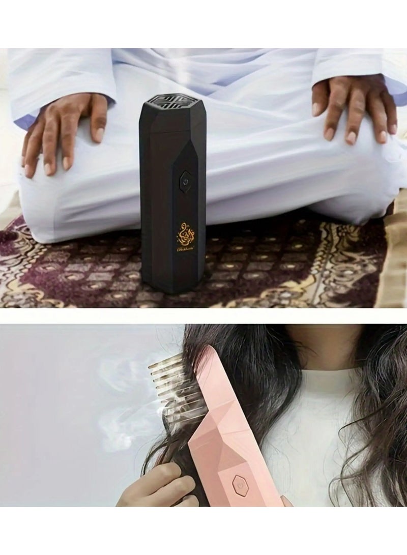 Electronic Burner with Hair Comb, USB Rechargeable Bakhoor Burner, Electric Diffuser for Travel and Muslim Bukhoor