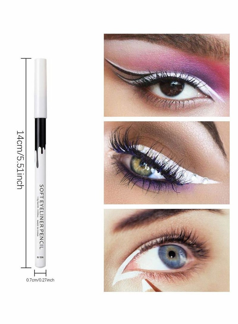 12 Packs White Eyeliner Pencil, Professional Highlighter EyeLiner Pen, Eye Liner Waterproof Long Lasting Eye Brighten