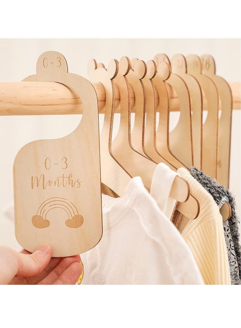 Baby Closet Dividers for Clothes Organizer  Beautiful Wooden Double Sided Baby Clothes Size Hanger Organizers for Newborn to 24 Months for Nursery Decor