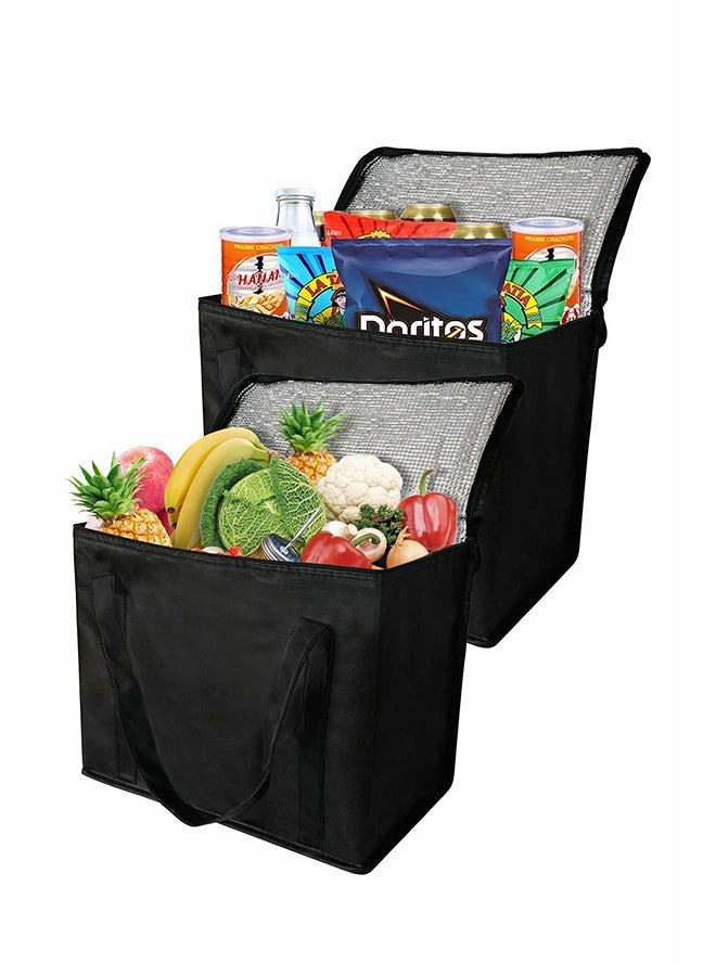 2 Insulated Reusable Grocery Bag With Zippered Top, XL