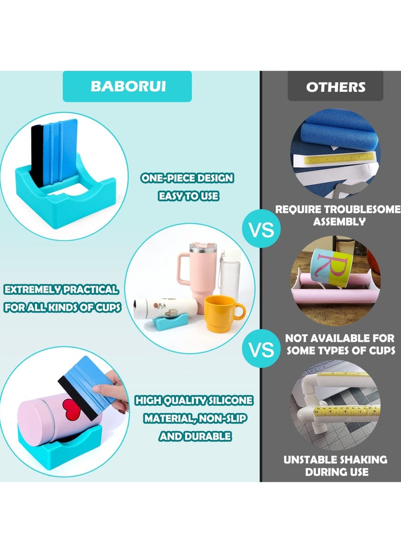 Silicone Cup Cradle for Crafting Tumbler Holder with Slot and Squeegee for Anti Skidding Display of Mugs and Bottles