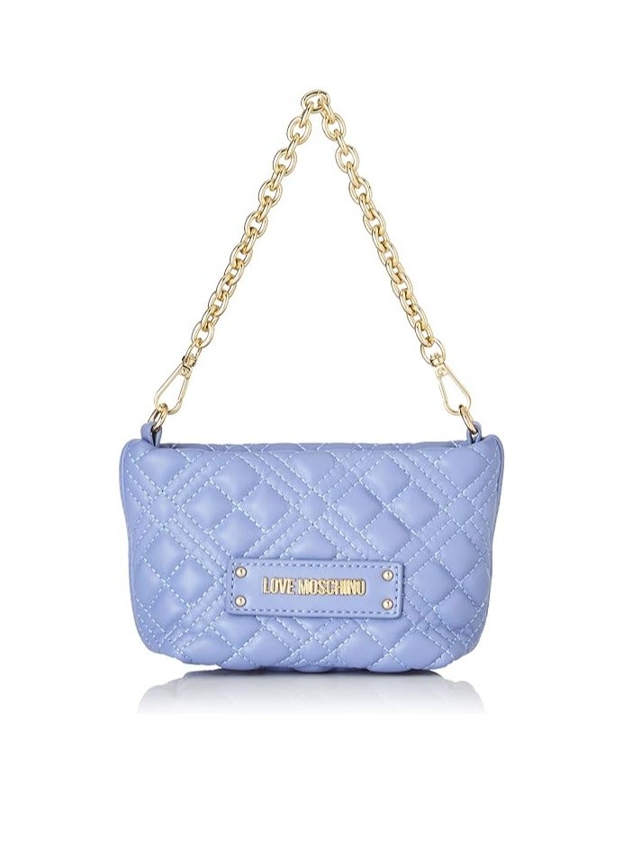 Lilac Quilted  Handbag with Stylish Gold Accents for Women