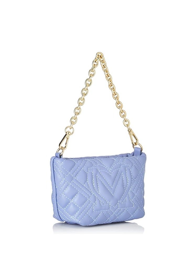 Lilac Quilted  Handbag with Stylish Gold Accents for Women