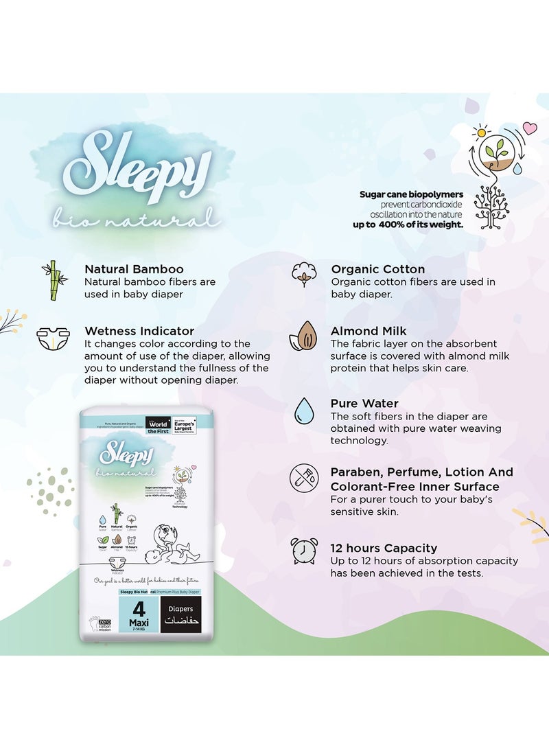 Sleepy Bio Natural Premium Size 4 Diapers 192 Count 2-5Kg Hypoallergenic Water Based  Almond Milk  Vegan  100% Leakproof