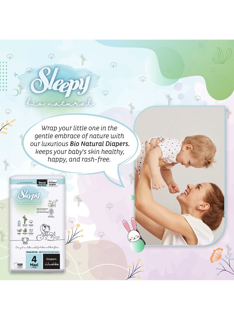 Sleepy Bio Natural Premium Size 4 Diapers 192 Count 2-5Kg Hypoallergenic Water Based  Almond Milk  Vegan  100% Leakproof