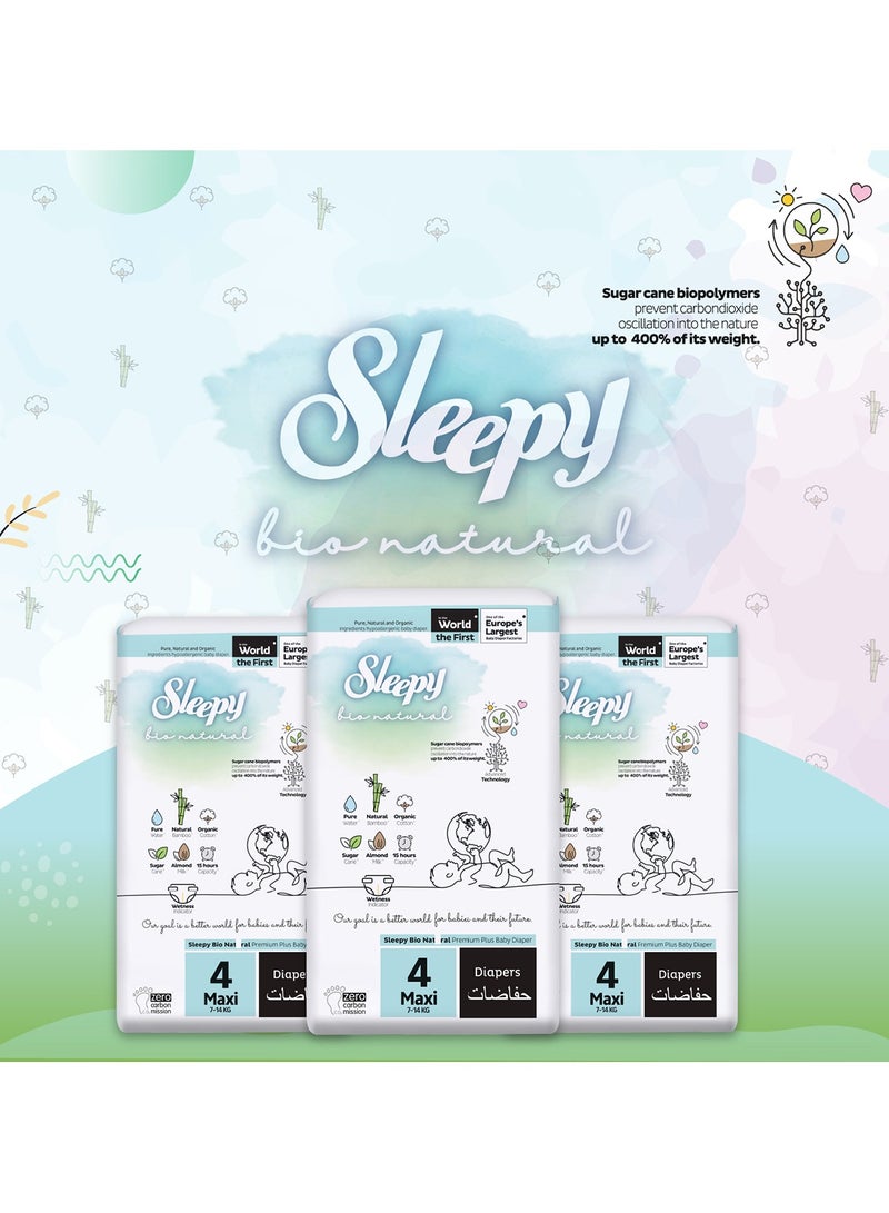 Sleepy Bio Natural Premium Size 4 Diapers 192 Count 2-5Kg Hypoallergenic Water Based  Almond Milk  Vegan  100% Leakproof