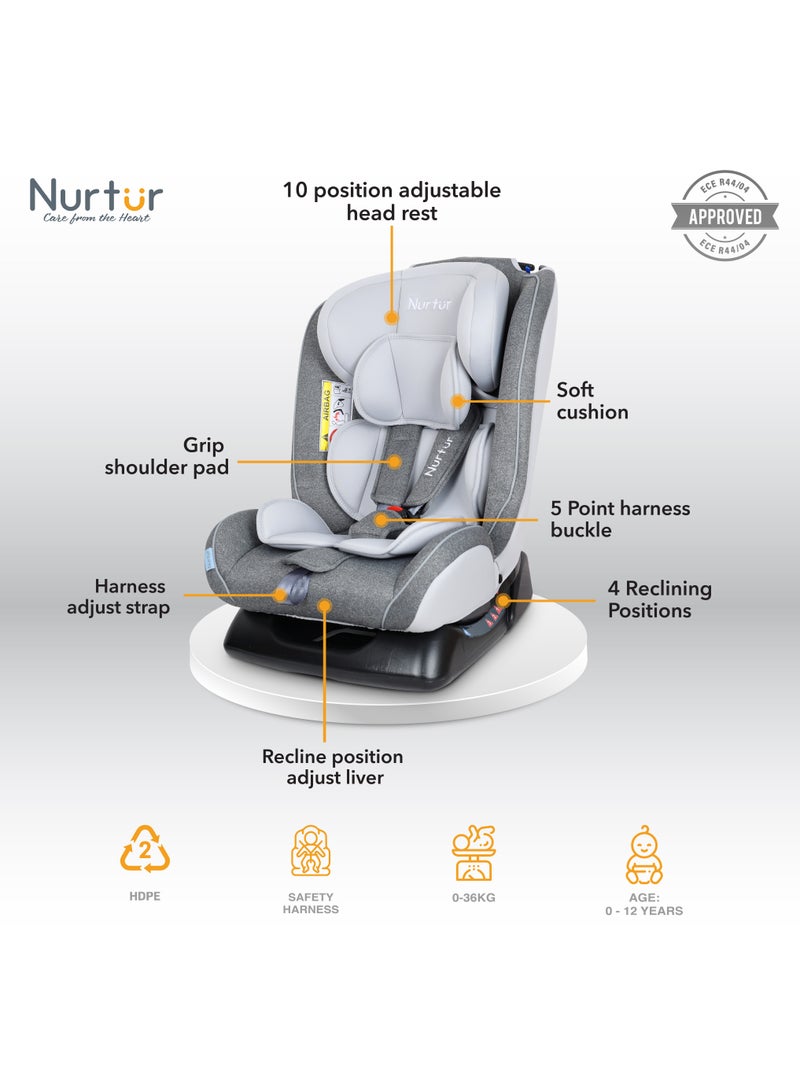 Nurtur Otto Baby/Kids 4-in-1 Car Seat - 4 Position Recline 5-Point Safety Harness – 10 Level Adjustable Headrest, 0 months to 12 years