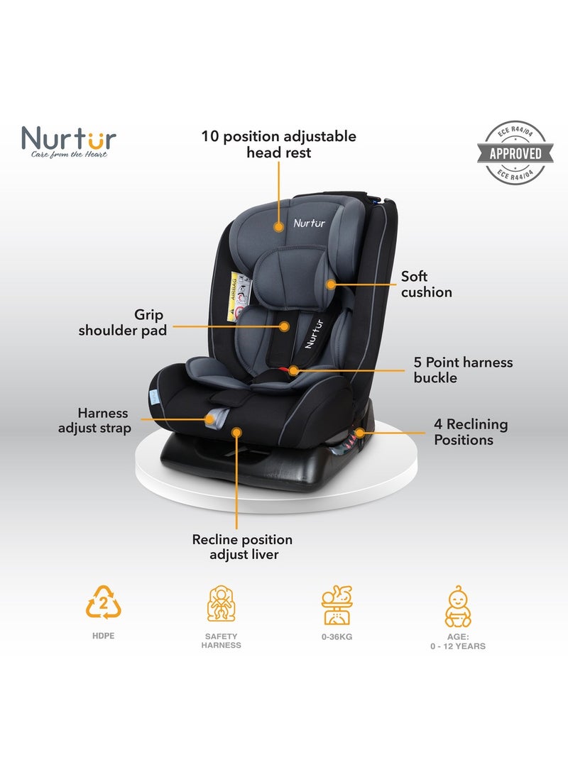 Nurtur Otto Baby/Kids 4-in-1 Car Seat - 4 Position Recline 5-Point Safety Harness – 10 Level Adjustable Headrest, 0 months to 12 years