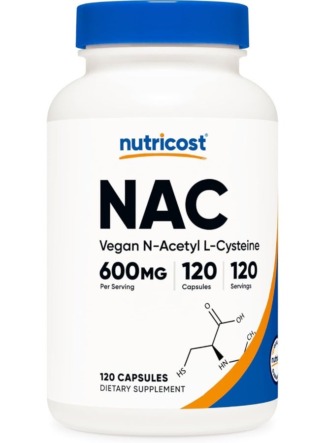 N-Acetyl L-Cysteine 600Mg, 120 Veggie Capsules - Non-Gmo, Gluten Free, Vegetable Caps