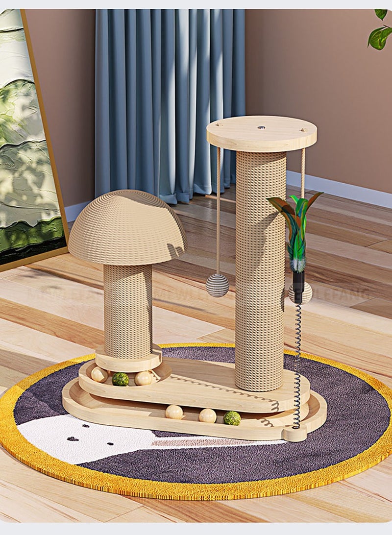 Solid Wood Cat Turntable, Cat Grab Post, Cat Teasing Stick, Cat Grab Board, Durable Cat Toy, Sisal Cat Climbing Frame