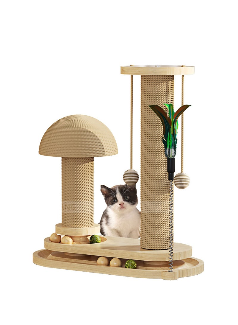 Solid Wood Cat Turntable, Cat Grab Post, Cat Teasing Stick, Cat Grab Board, Durable Cat Toy, Sisal Cat Climbing Frame