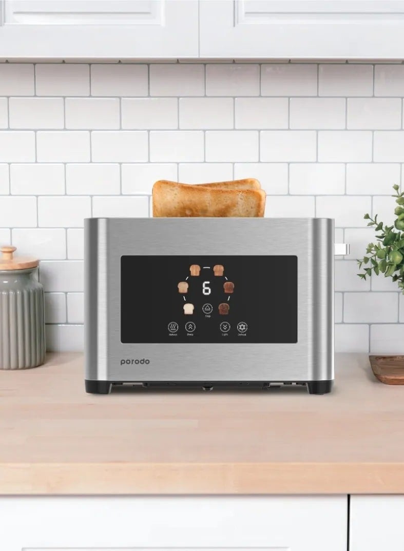 2-Slice Digital Pop Up 850W Bread Toaster/ Stainless Steel 410 Material/ Touch Panel/ Slide Out Crumb Tray - Silver