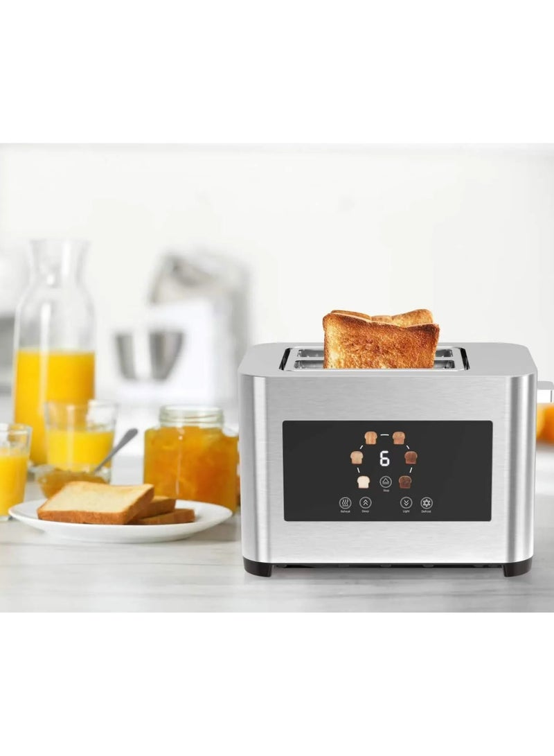 2-Slice Digital Pop Up 850W Bread Toaster/ Stainless Steel 410 Material/ Touch Panel/ Slide Out Crumb Tray - Silver