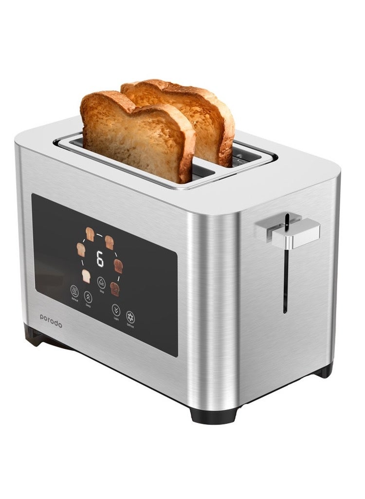 2-Slice Digital Pop Up 850W Bread Toaster/ Stainless Steel 410 Material/ Touch Panel/ Slide Out Crumb Tray - Silver