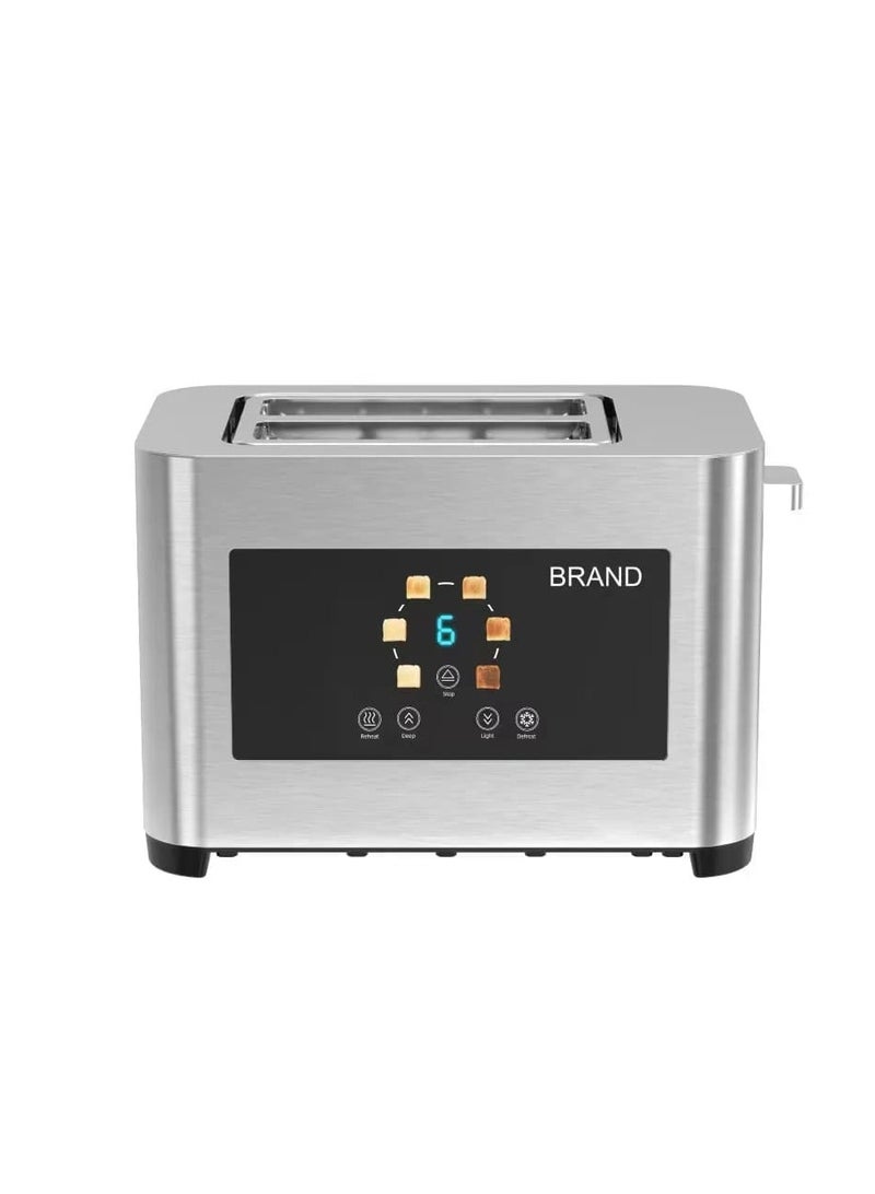 2-Slice Digital Pop Up 850W Bread Toaster/ Stainless Steel 410 Material/ Touch Panel/ Slide Out Crumb Tray - Silver