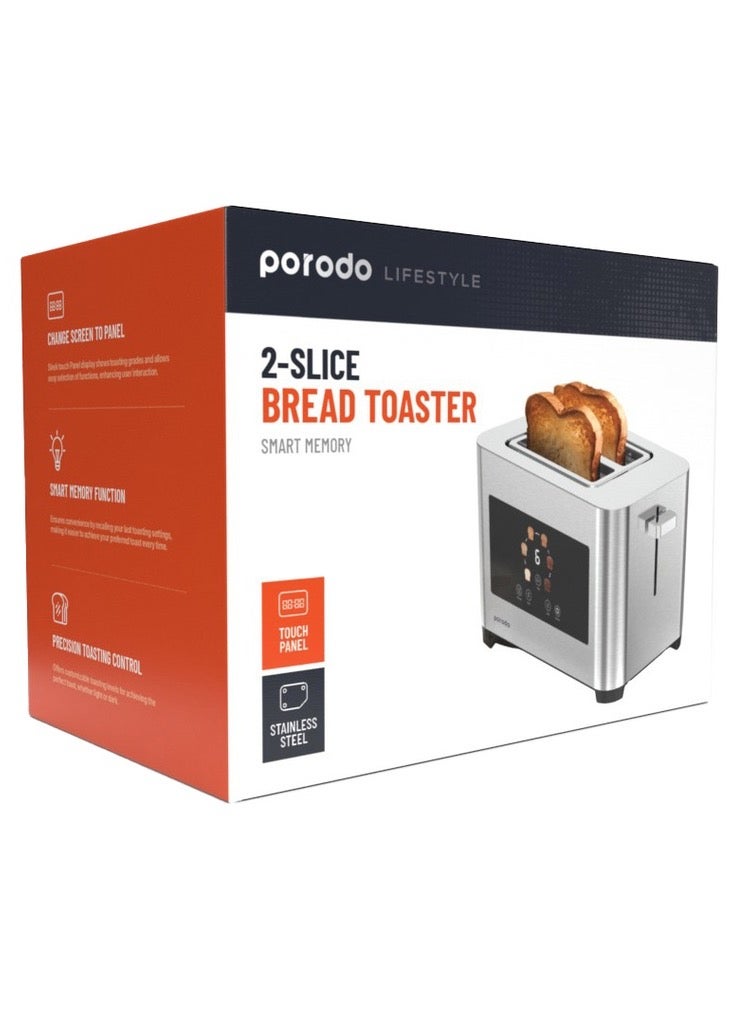 2-Slice Digital Pop Up 850W Bread Toaster/ Stainless Steel 410 Material/ Touch Panel/ Slide Out Crumb Tray - Silver