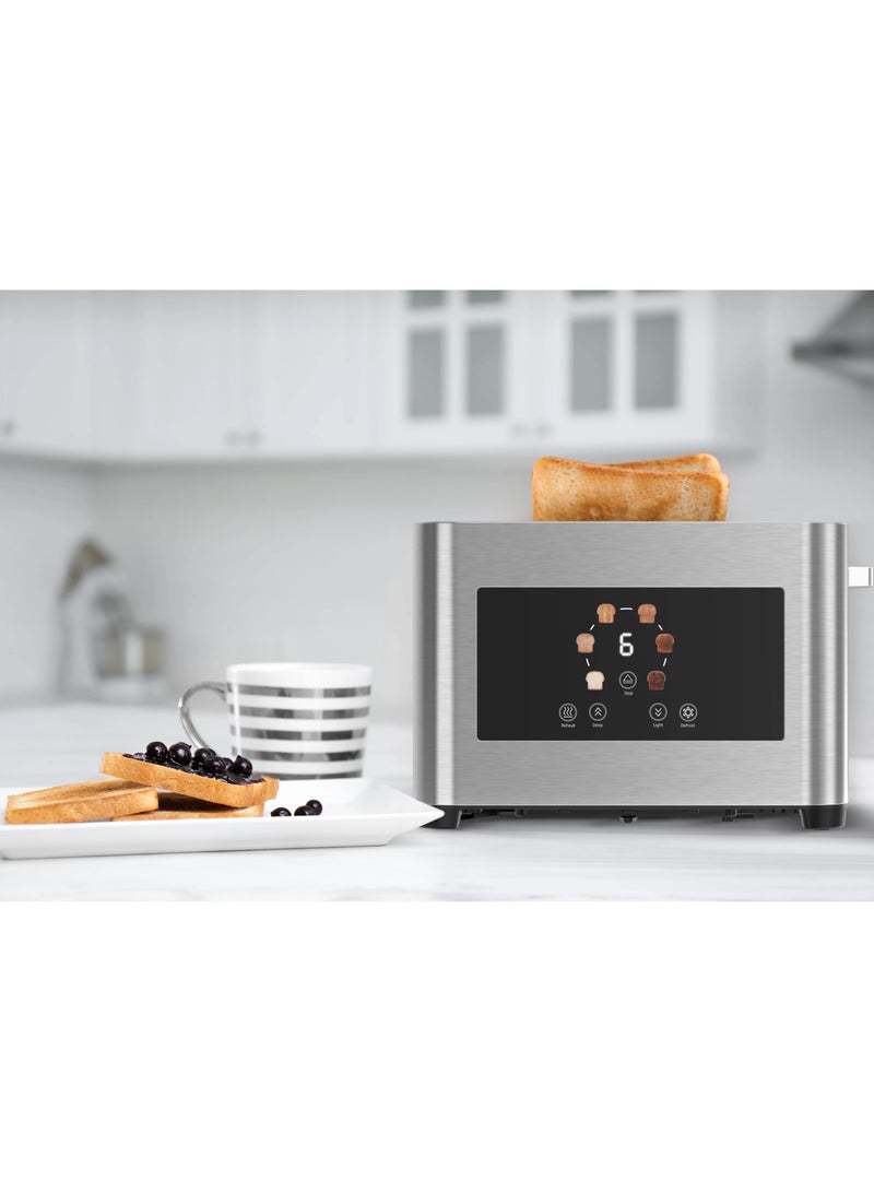 2-Slice Digital Pop Up 850W Bread Toaster/ Stainless Steel 410 Material/ Touch Panel/ Slide Out Crumb Tray - Silver