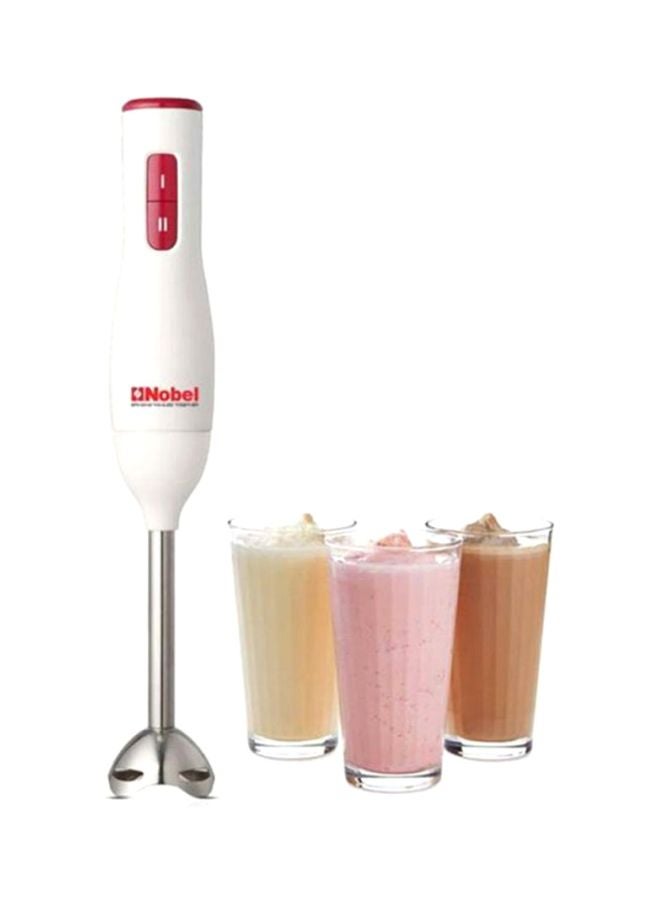 Hand Blender White 200W Dc Motor 2 Speed Stainless Steel Mix Stick Nhb11 White/Silver/Red