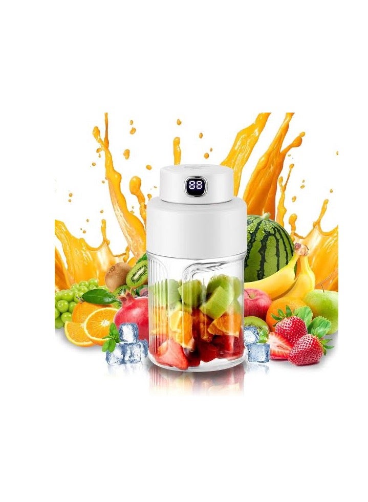 Portable Blender with LED Digital Display, 800ML Large Personal Blender for Shakes and Smoothies,USB Rechargeable, 800mAh Travel Blender with Double Bottle Lid