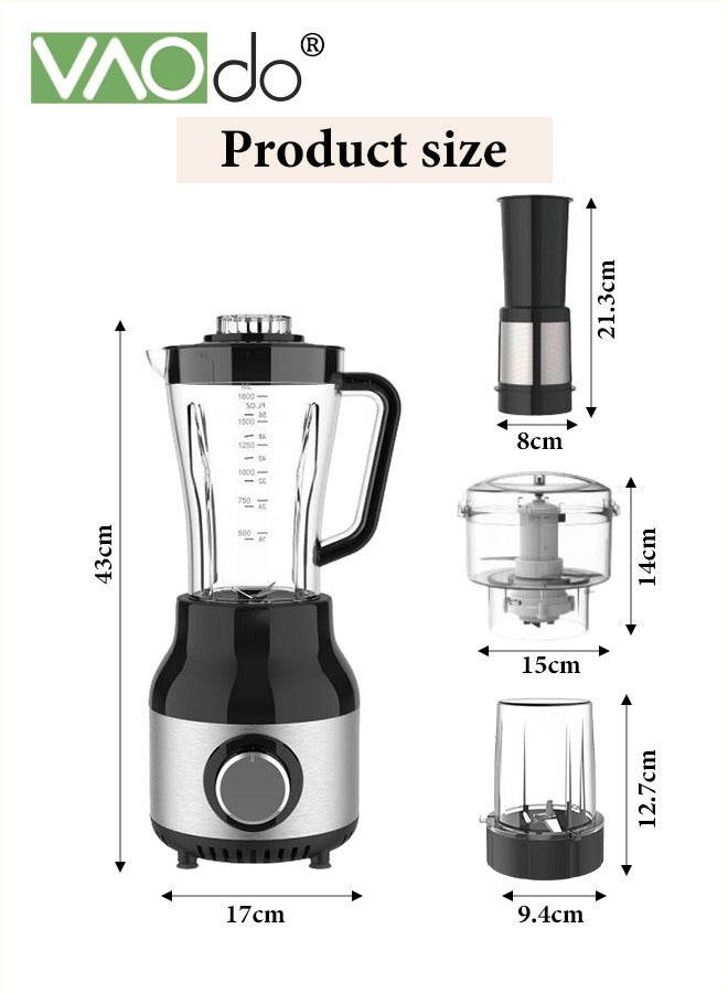 4-In-1 Versatile Blender and Smoothie Maker Meat Grinder with Strainer and Coffee Grinder 500W 2-Speed Speed Regulation 115 Over-Temperature Protection Multifunctional Juicer