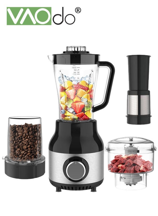 4-In-1 Versatile Blender and Smoothie Maker Meat Grinder with Strainer and Coffee Grinder 500W 2-Speed Speed Regulation 115 Over-Temperature Protection Multifunctional Juicer