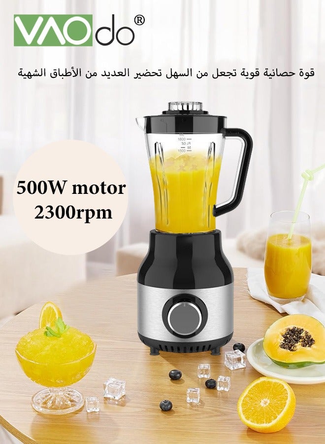 4-In-1 Versatile Blender and Smoothie Maker Meat Grinder with Strainer and Coffee Grinder 500W 2-Speed Speed Regulation 115 Over-Temperature Protection Multifunctional Juicer