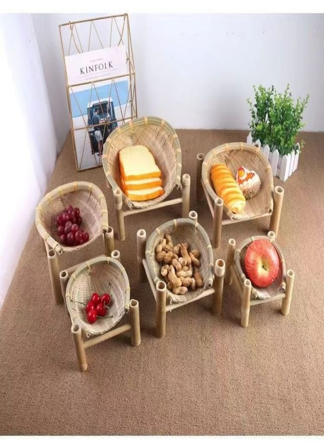 Handwoven Storage Basket with Handle - Versatile Snack Basket, Fruit Tray, Decorative Farmhouse Basket