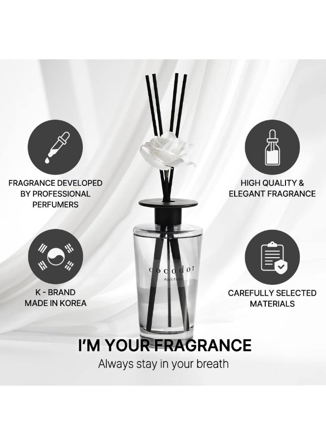 White Flower Reed Diffuser April Breeze 1 Pack Home And Office Decor Aromatherapy Diffuser Oil Gift Set Large Size Large Capacity Big Size Diffuser Black Edition 16.9Ounce 500 Ml