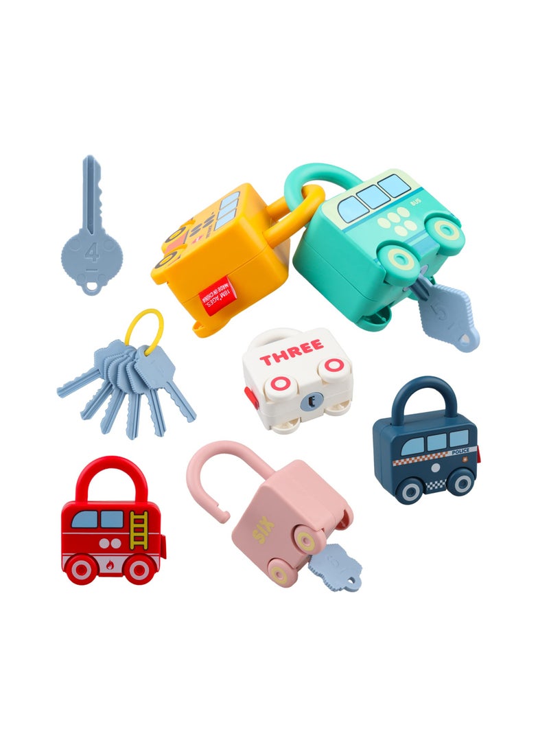 Montessori Learning Toy for Toddlers, Mini Pairing Lock Busy Board with Toy Cars, Ideal for 18 Months to 3 Years Old Boys and Girls, Perfect Gift for Young Kids.