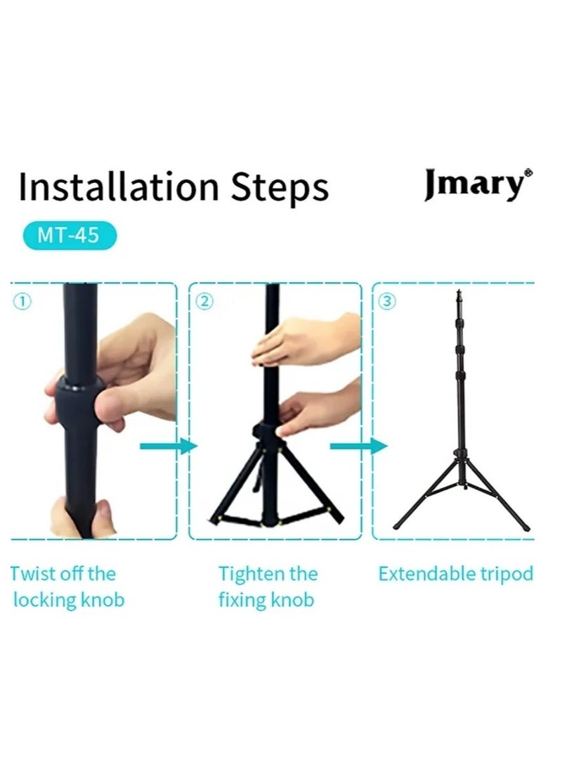 JMARY MT-45 Cell Phone Clip Camera Mount Holder Telescopic Selfie Stick Outdoor Tripod Stand