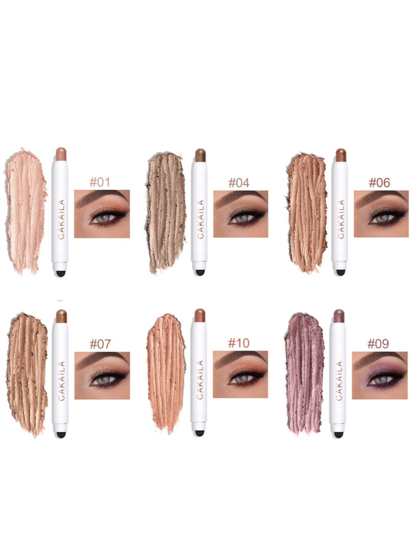 6 Pcs Matte Eyeshadow Pencil Set - Professional Waterproof Cream Eyeshadow Sticks for Long-Lasting Makeup, Eye Brightening Highlighter in Copper Shades. Perfect for Stunning Looks!