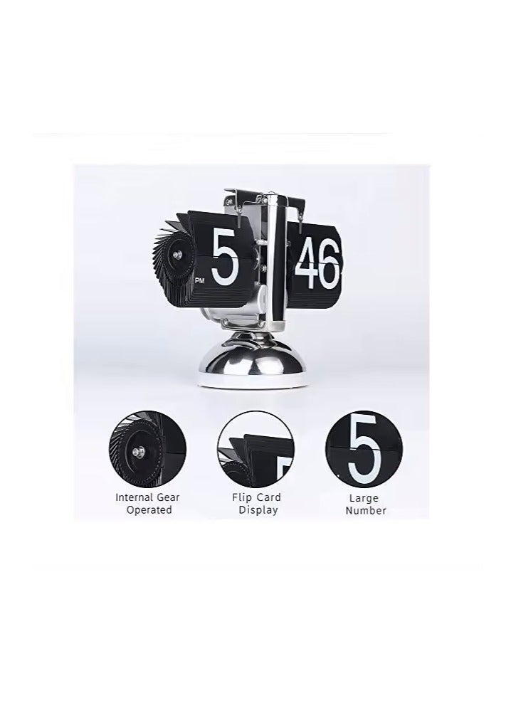 Retro Auto Flip Clock - Decorative Modern Table Clock (Black)