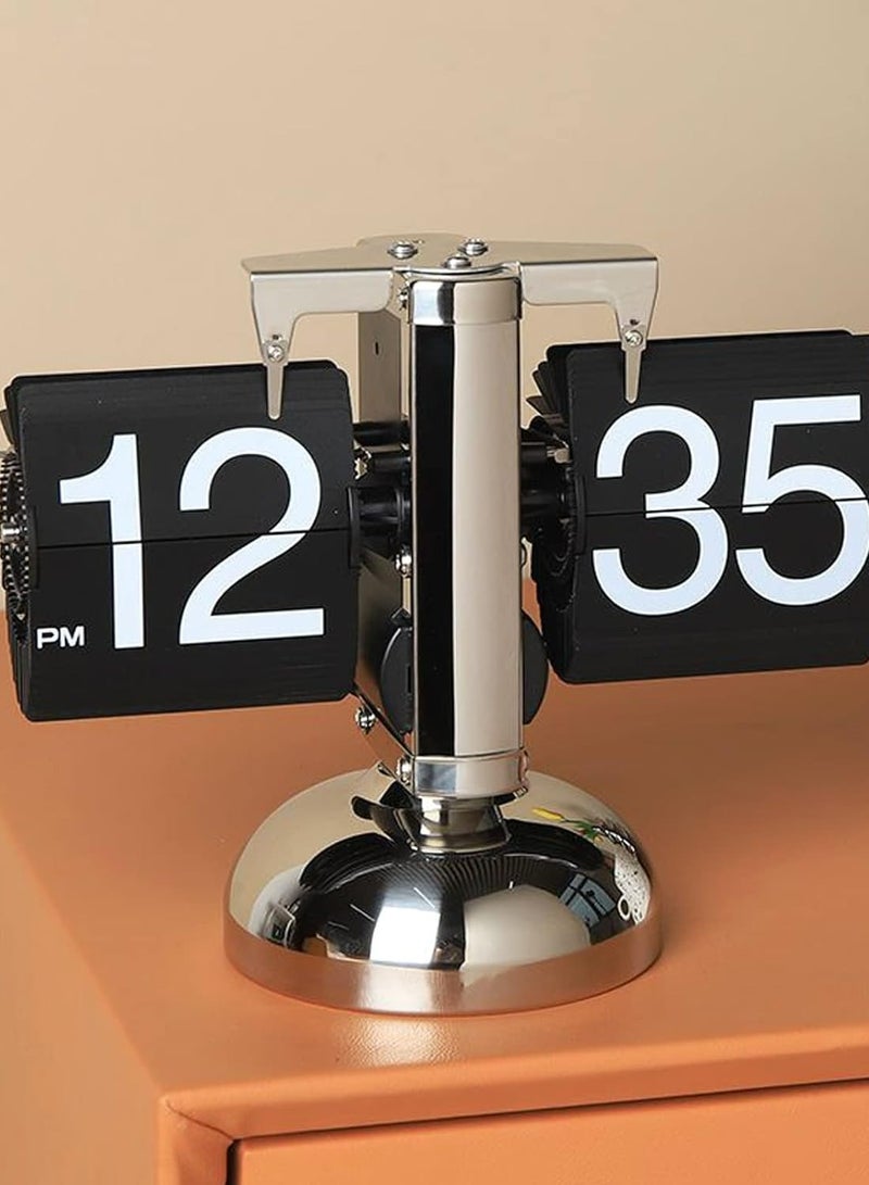 Retro Auto Flip Clock - Decorative Modern Table Clock (Black)