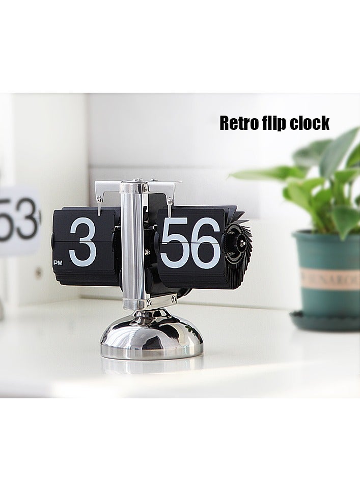 Retro Auto Flip Clock - Decorative Modern Table Clock (Black)