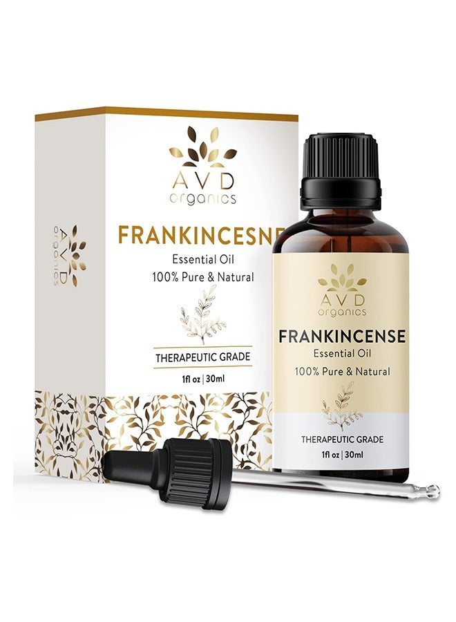 AVD ORGANICS Frankincense Essential Oil 30ml - 100% Pure and Natural - Therapeutic Grade Essential Oil for Skin, Home Fragrance, 1fl. Oz