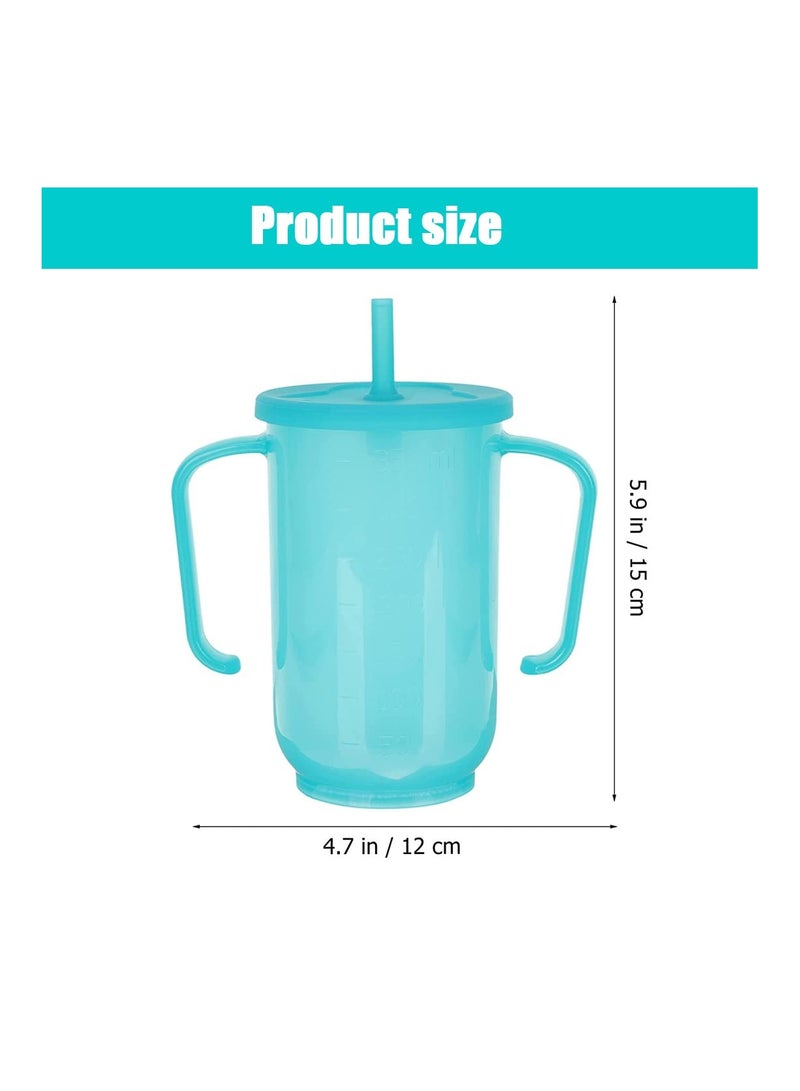 No-Spill Drinking Beaker Cup for Disabled Adults and Elderly, 350ml Convalescent Feeding Cup with Straw for Water, Porridge, and Soup - Heat and Freeze Safe (1 Pack)