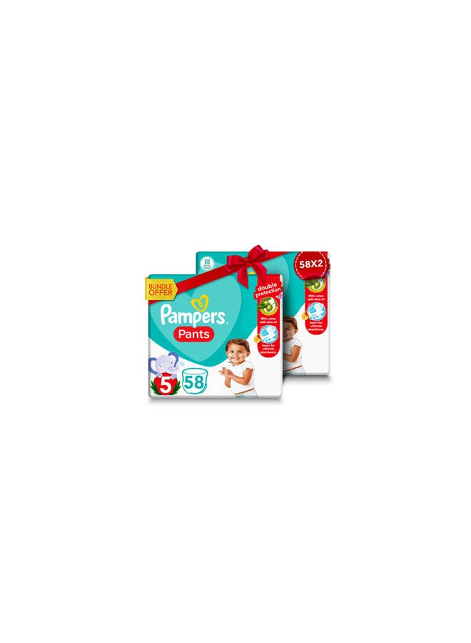 2-Pack Diaper Pants, Size 5, 12-18 Kg, 58 Diapers