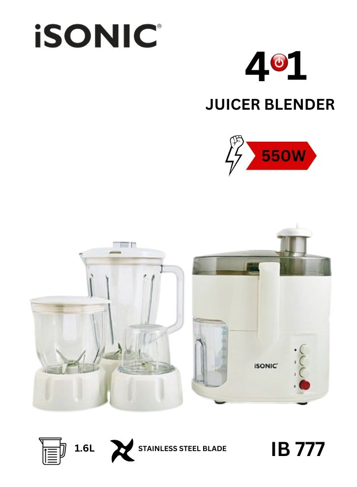 4-In-1 Food Processor (Juicer, Grinder, And Multifunctional Blender) 1.6 L 500 W IB 777 White